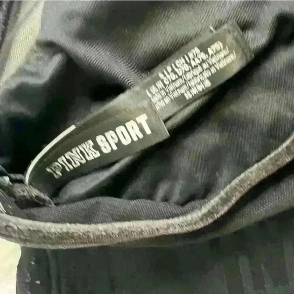 Victoria's Secret PINK Sport Black Velvet Logo Racerback Sports Bra Small - Picture 2 of 4